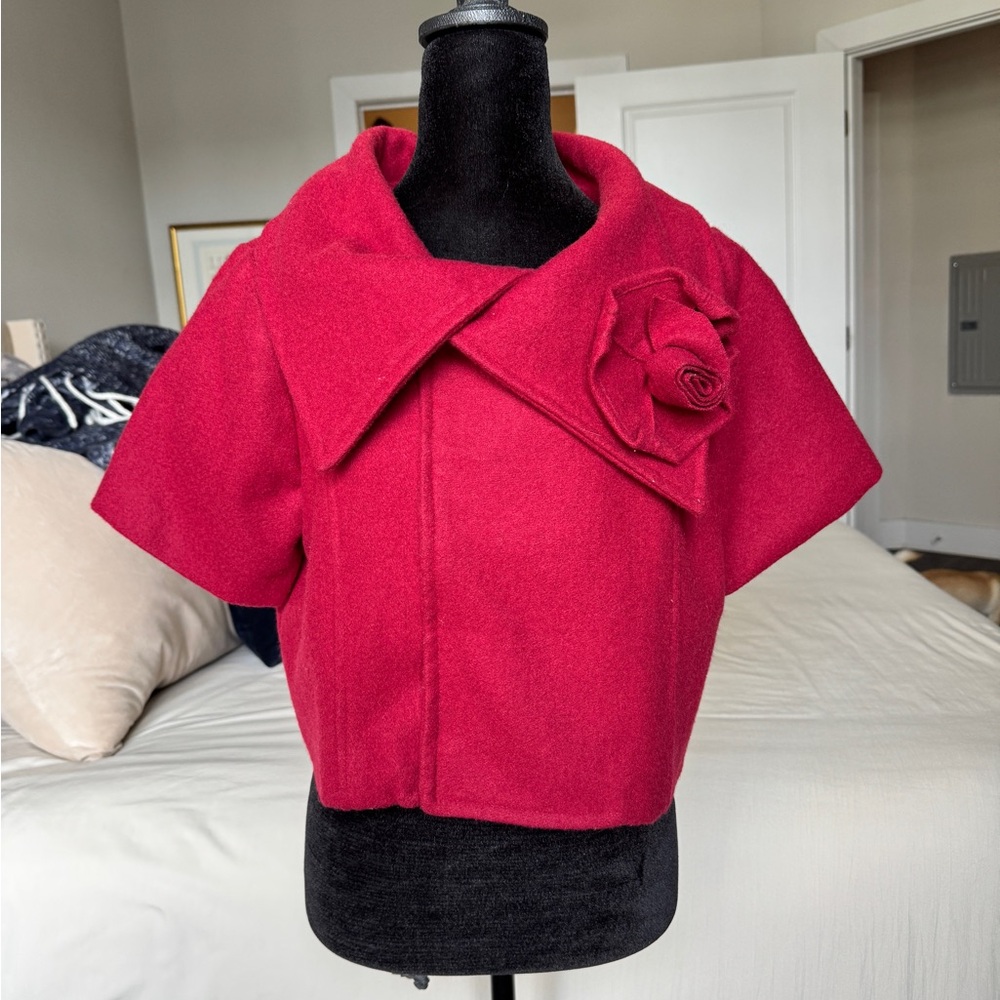 Elegant Dimri Red Wool Women's Blouse with Floral Detail